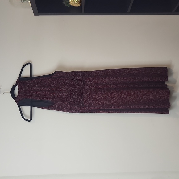 RENA ROWAN Black Red T-Back Cummerbund Ruched Waist Small Print Y2K Dress - Picture 5 of 9